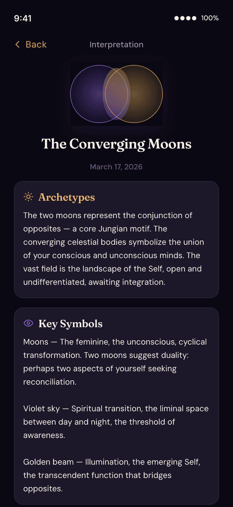 InnerWork dream interpretation screen